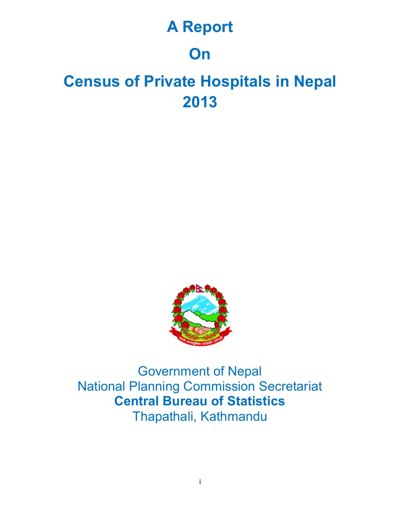 A Report On Census Of Private Hospitals In Nepal2013